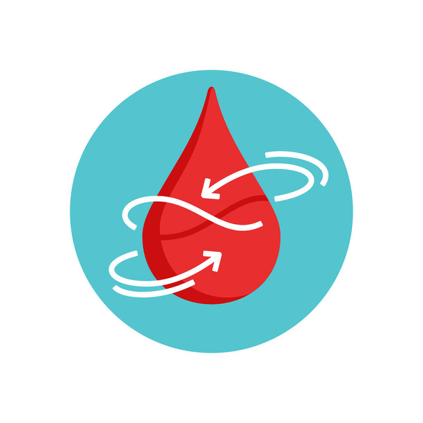 Véralvadási ikon - piros csepp és a nyilak - Vektor, kép