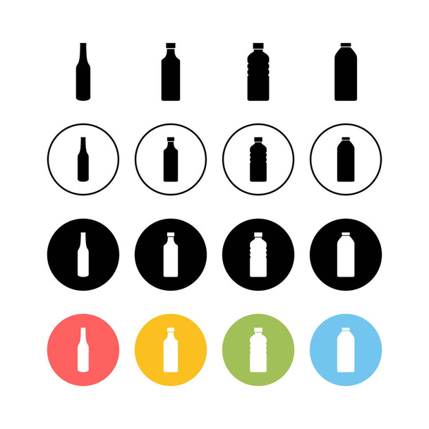 Conjunto de ícones de garrafa. Ícone de garrafa na moda desig plana
 - Vetor, Imagem
