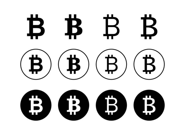 Conjunto de iconos de signos de Bitcoin. Crypto símbolo de moneda. Cadena de bloques. Criptocurrenc
 - Vector, imagen