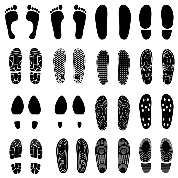 Fußabdrücke Silhouetten. Fußabdruckvektor - Vektor, Bild