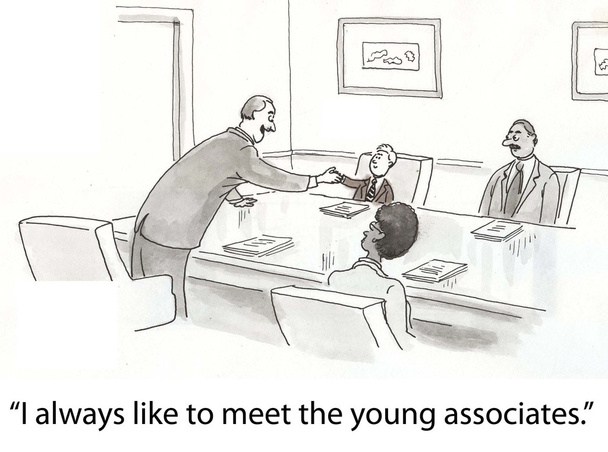 Anwalt freut sich über Treffen mit junger Anwältin. - Foto, Bild