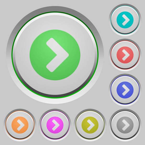 Chevron right color icons on sunk push buttons - Vettoriali, immagini