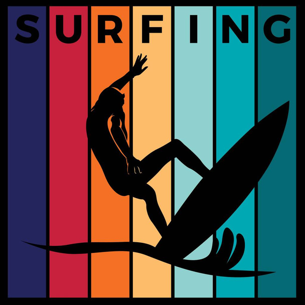 Surfen Silhouette Sport Aktivitätsvektor Grafik - Vektor, Bild