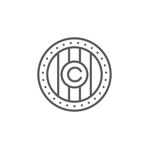 Štít s symbolem vektoru značky copyright izolovaný na bílém pozadí - Vektor, obrázek