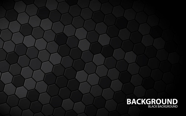 Abstracte zeshoek zwarte achtergrond. Hexagon textuur effect. - Vector, afbeelding