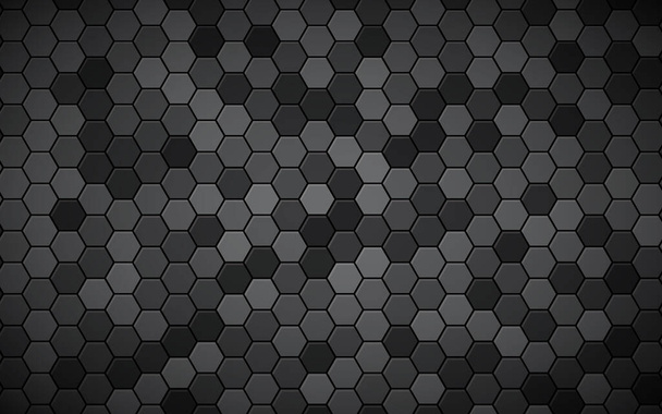 Abstracte zeshoek zwarte achtergrond. Hexagon textuur effect. - Vector, afbeelding