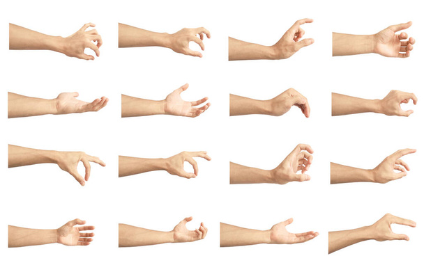 hand collection in gestures with white skin isolated on white background - Photo, Image