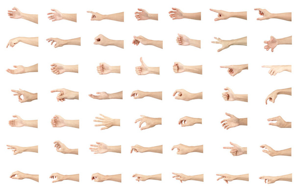 colección de manos en gestos con piel blanca aislada sobre fondo blanco
 - Foto, imagen