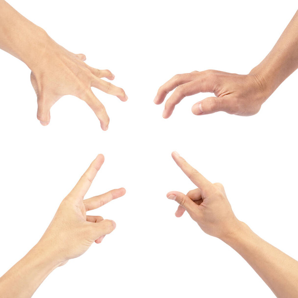 gestos de la mano en la colección múltiple con primer plano aislado sobre fondo blanco
 - Foto, imagen