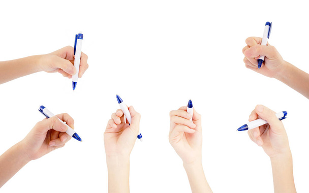 mão é pegar coleção caneta isolada no fundo branco em gestos
 - Foto, Imagem
