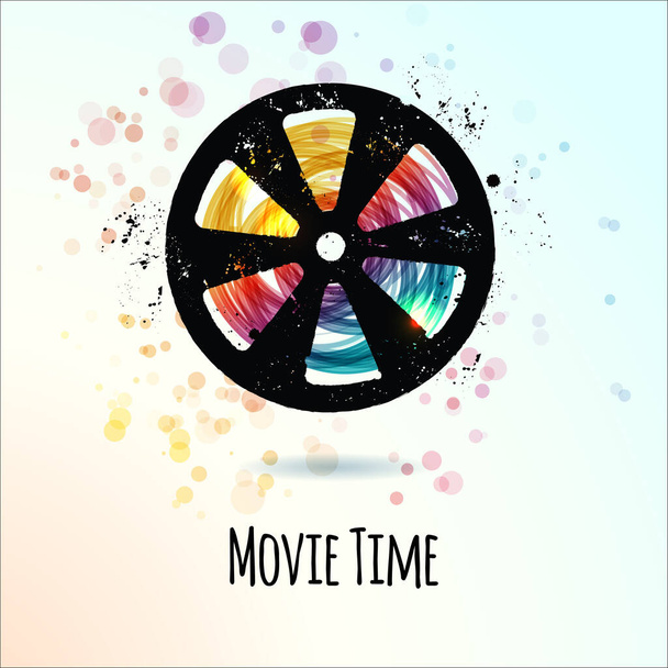Movie time background with filmstrip. Vector illustration for your design. Poster, flyer, banner - Vector, imagen