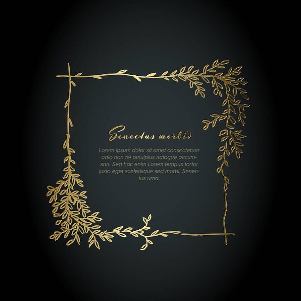 Zlatý čtvercový rám ilustrační šablona z různých květin - pohřební karta šablony - Vektor, obrázek