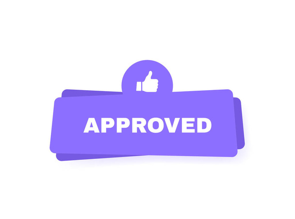 Approved label with thumbs up icon. Geometric banner. Vector illustration. - Vector, Image