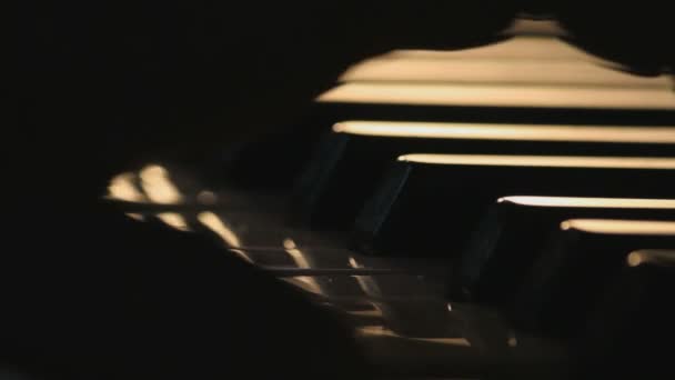zbliżenie wideo człowieka gra na fortepianie z podświetleniem - Materiał filmowy, wideo