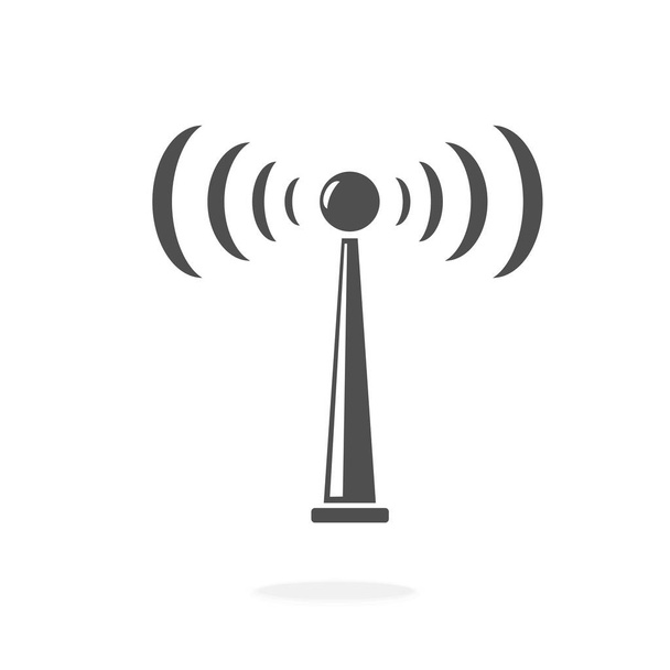 Símbolo de signo de ilustración de vectores aéreos de antena Wifi Icono de silueta negra
 - Vector, imagen
