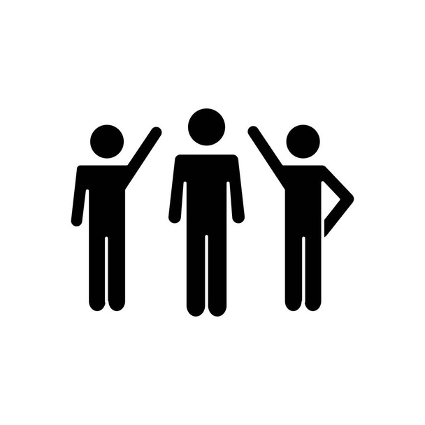 pictograma hombres saludando a otro hombre de pie, estilo silueta
 - Vector, imagen