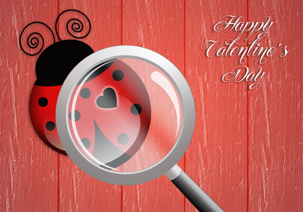 Ladybug with magnifying glass for Valentine's Day - Photo, Image