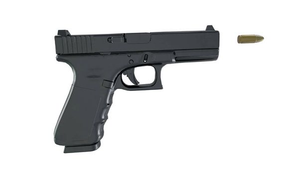 Zwart pistool pistool transparante achtergrond 3d renderen - Foto, afbeelding
