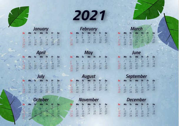 Kalendarz twórczości 2021, 12 miesięcy. Jasny design, ulotka, broszura, reklama. Ilustracja wektora - Wektor, obraz