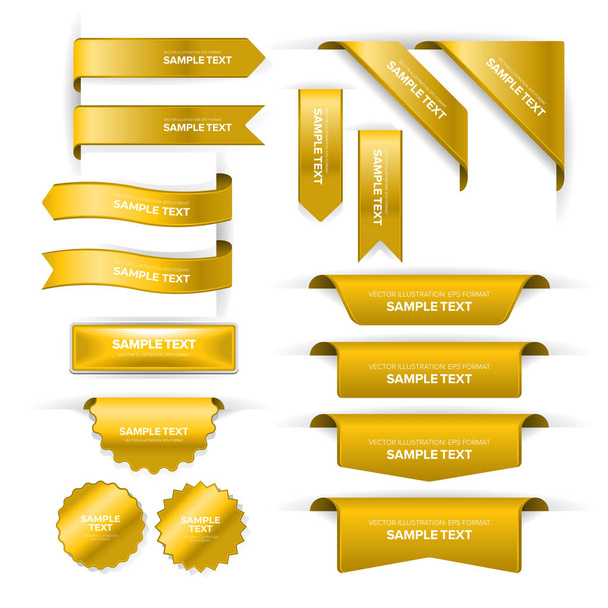 Set of bookmark labels, banners, ribbons, buttons, stickers and indicators placed at the edge of a page - Vector, Image