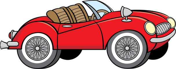 Cartoon illustration of a convertible sports car. - Vector, Image