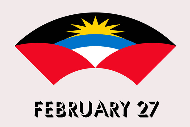 A képen Antigua és Barbuda zászlaja látható február 27-én, a zászló elfogadásának napján. Állami szimbólumok, függetlenség, hazafiság. - Vektor, kép
