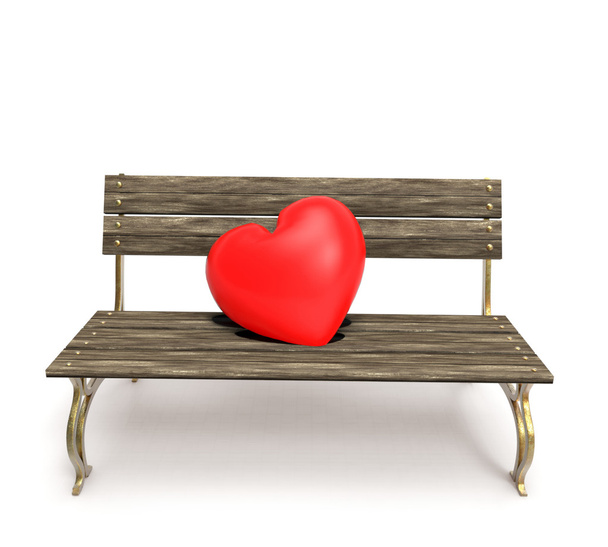 дерев'яні лавки з серцем - Фото, зображення