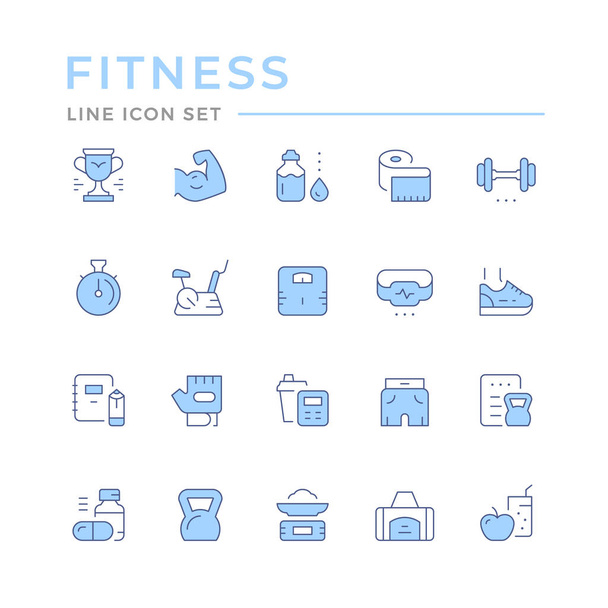 Set color line icons of fitness - Vektor, obrázek