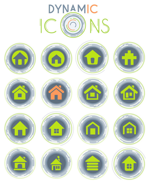 Domácí vektorové ikony na bílém pozadí s dynamickými liniemi pro animaci pro design webového a uživatelského rozhraní - Vektor, obrázek