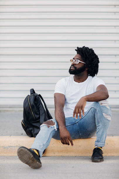 Portrait of a black handsome man outdoor - Φωτογραφία, εικόνα