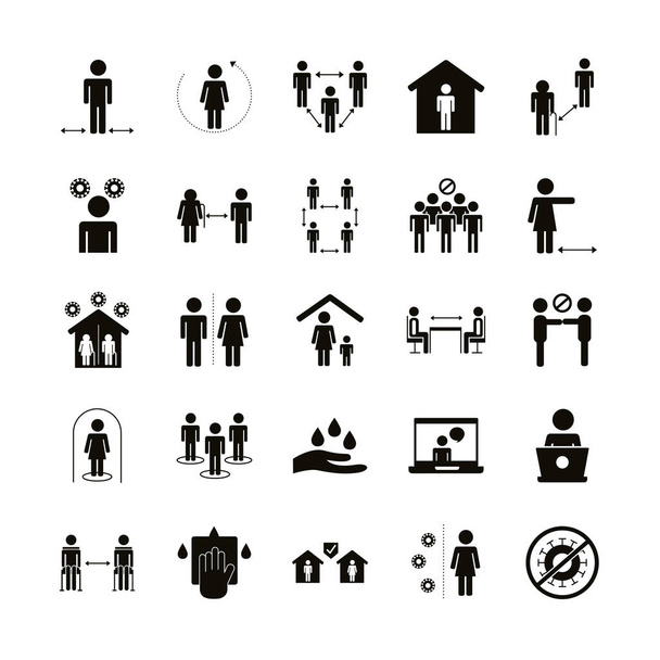 conjunto de iconos sociales de distancia
 - Vector, Imagen