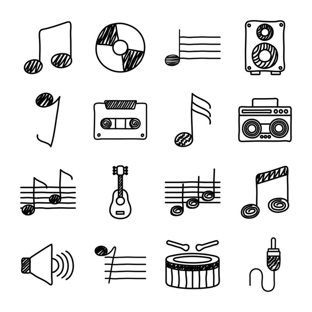 bundle of music set icons - Wektor, obraz
