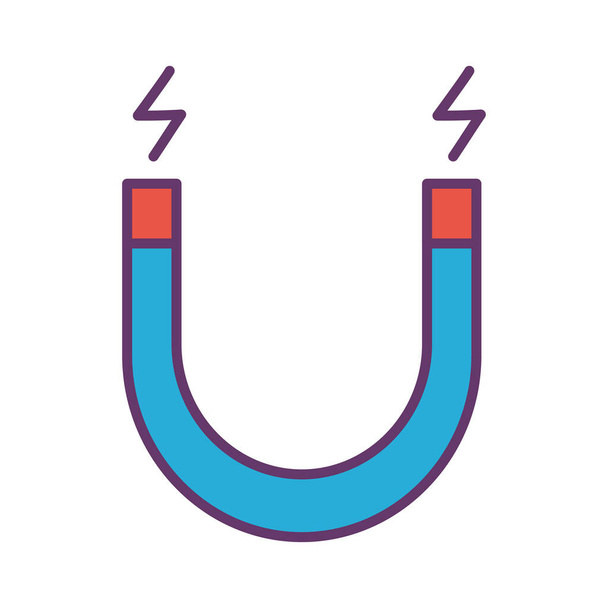 Изолированная линия магнита и дизайн иконок стиля заливки
 - Вектор,изображение