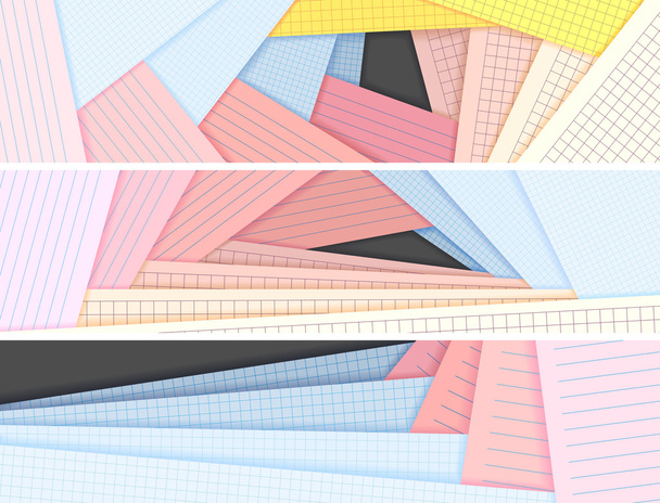 Горизонтальные баннеры на подкладке и в квадрате цветной бумаги лежат на каждом o
 - Вектор,изображение