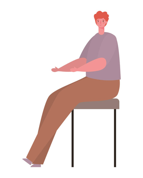 Avatar homem sentado em design de vetor cadeira
 - Vetor, Imagem