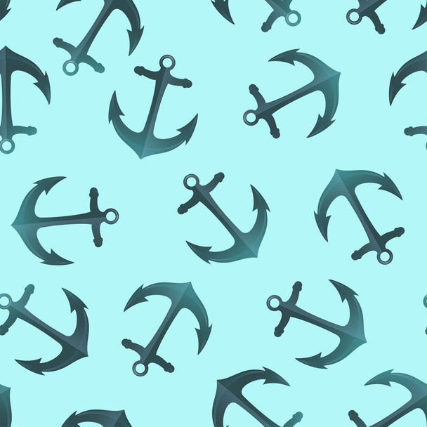 Cartoon seamless pattern with anchor - ベクター画像