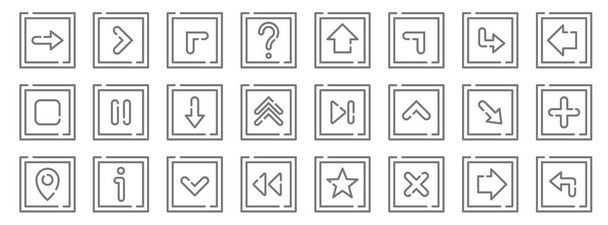 arrow line icons. linear set. quality vector line set such as turn left, cross, previous, pin, bottom right, down, left, up arrow, next - Vector, Image
