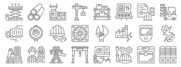 industrial process line icons. linear set. quality vector line set such as servers, helmet, crane, factory, protection mask, protection, forklift, boxes, tubes - Vector, Image