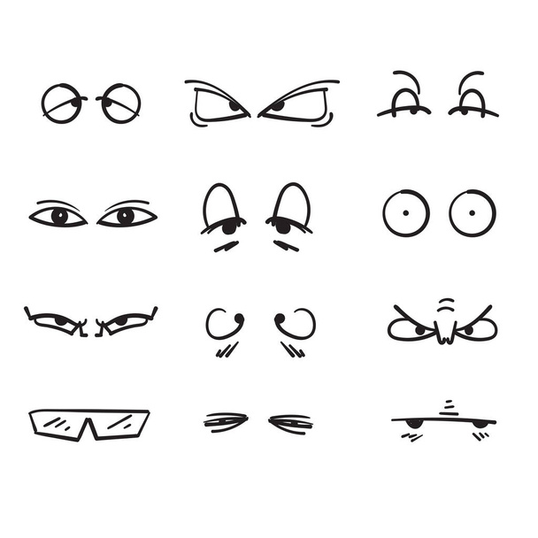hand drawn various character eyes illustration vector - Wektor, obraz