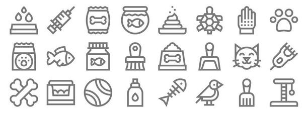 pet shop line icons. linear set. quality vector line set such as scratching, bird, perfume, bones, cat, fish food, pawprint, poop, injection - Vector, Image