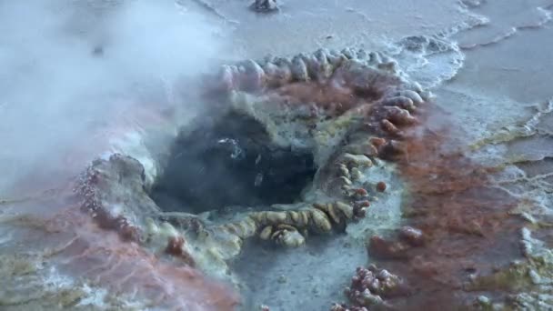 Island. Kouřící fumaroly. Aktivní geotermální oblast Vulkanická krajina. - Záběry, video