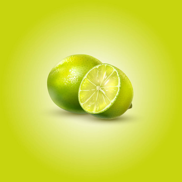 Fruit réaliste de chaux isolé sur fond. Illustration vectorielle - Vecteur, image