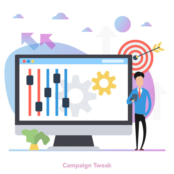 Concepto cuadrado vectorial de Campaign Tweak en estilo plano
 - Vector, imagen