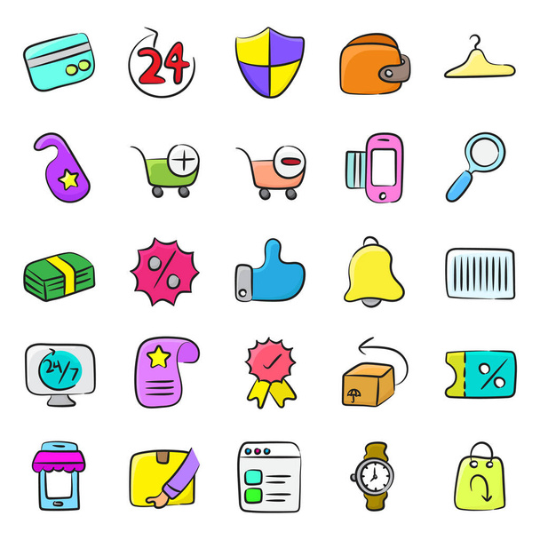 Pack of Ecommerce Doodle Icons - Vector, Image