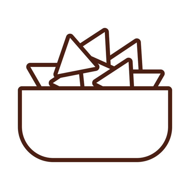 μπολ με nachos γραμμή στυλ εικονίδιο - Διάνυσμα, εικόνα