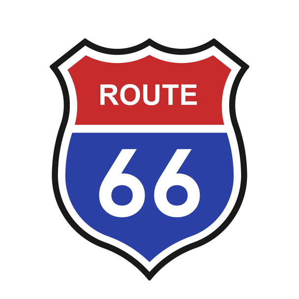 Route 66 Schild auf weißem Hintergrund. Vektorillustration - Vektor, Bild