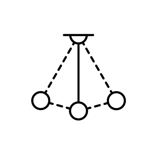 Yksinkertainen heiluri vektori linja kuvake. Fysiikan merkki. Perpetuum mobiili logo - Vektori, kuva
