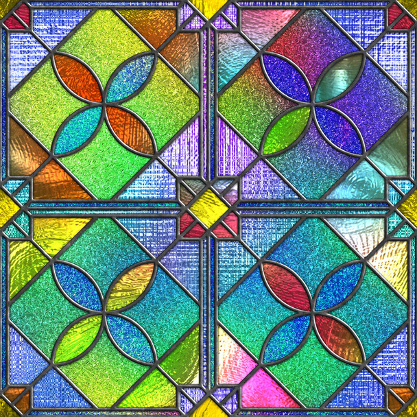 Texture transparente en verre teinté avec motif géométrique pour fenêtre, verre coloré, illustration 3D - Photo, image