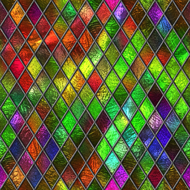 Вітражна безшовна текстура, кольорове скло з візерунком ромба для вікна, 3d ілюстрація
 - Фото, зображення