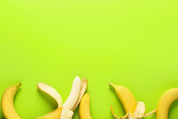 Ripe bananas on color background - Photo, Image